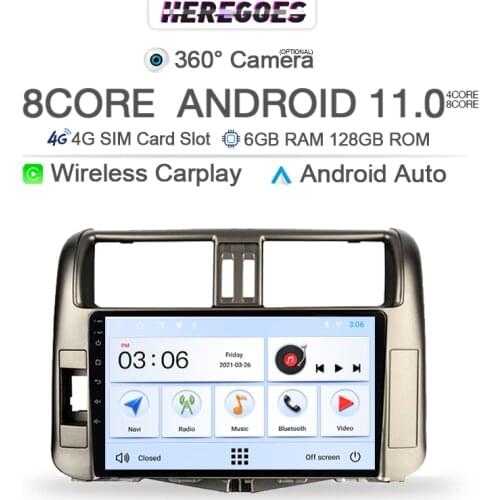 360 Camera Carplay Android 10 Car Multimedia Player For Toyota Land Cruiser Prado 150 2009 - 2013 4G LTE GPS WIFI BT RDS Radio