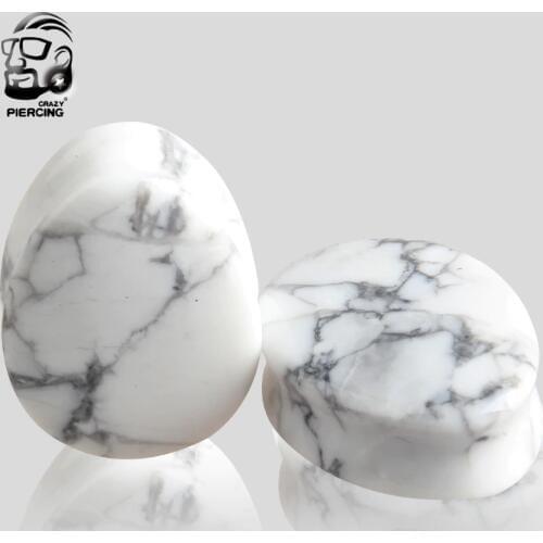 White Howlite Stone Teardrop Ear Gauge Plugs Tunnel Piercings Plugs Earring Ear Expanders Stretcher Body Piercing Jewelry