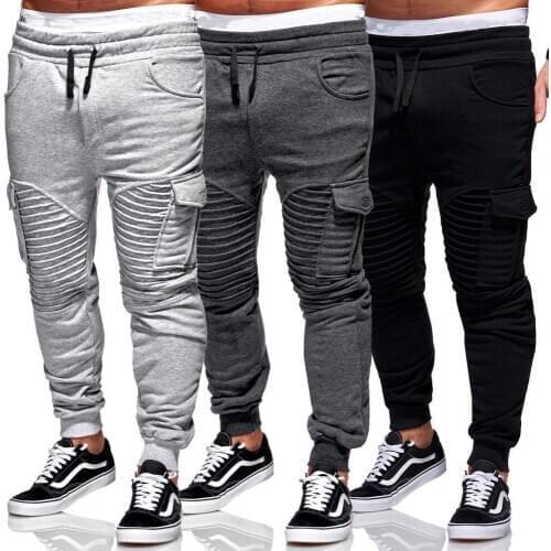 Casual Sports Pants Mens Joggers Fitness Sports Trousers New Fashion Printed Muscle Man Fit Training Pants Male pleated pants