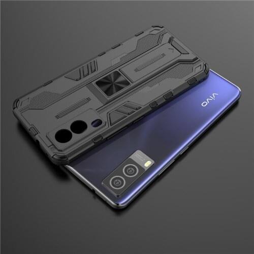 Magnetic Kickstand TPU Bumper Armor Shockproof Case For VIVO V21E 4G Y73 5G Lens Protection Hard PC Back Cover Coque Fundas