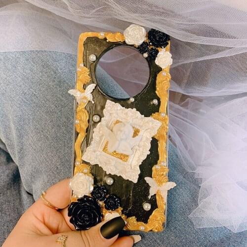 Handmade For Samsung galaxy s21FE 5G case Fashion baroque Angel Customized phone Cover Note 20 ultra DIY cream shell A52 A71 A90
