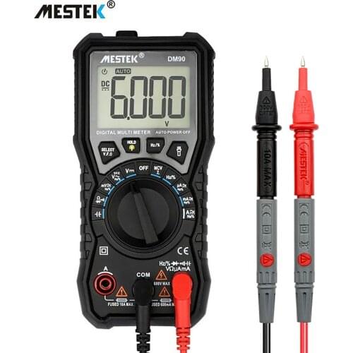 MESTEK DM90 Digital Multimeter 6000 Counts LCD Display Auto Range Tester AC/DC Ammeter Voltmeter Frequency Diode Measuring Tools
