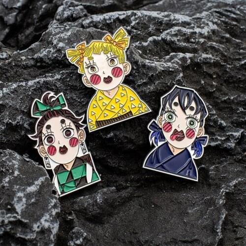 Demon Slayer Anime Cosplay Metal Badges Costume Accessories Tanjirou Zenitsu Inosuke Funny Gifts Collection
