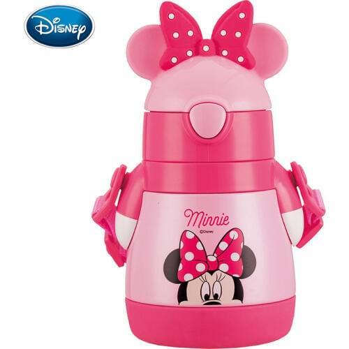 Disney Childrens Straw Insulation Cup Leakproof Mickey Stainless Steel Cup Child Cup Portable Baby Learning Drinking Cup