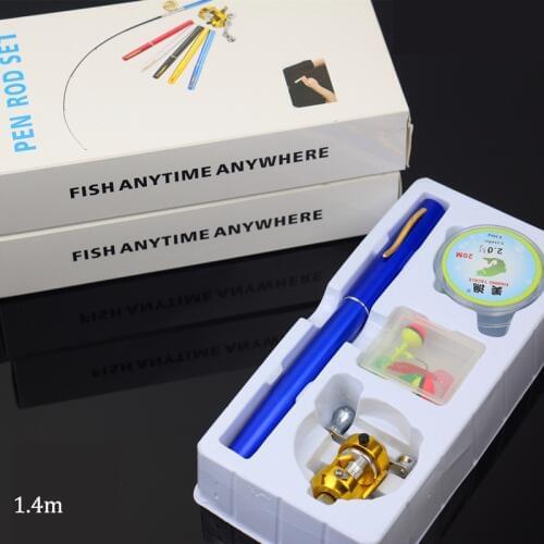 EMMROD 1.4 Meters With Drum WHEEL PEN Fishing ROD Kit Ice PEN ROD SET ST - H Free Shipping