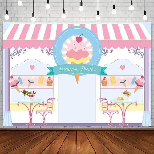 Avezano Ice Cream Shop Backdrops Birthday Baby Shower Cake Dessert Pink Background Photography Studio Photophone Photozone Decor