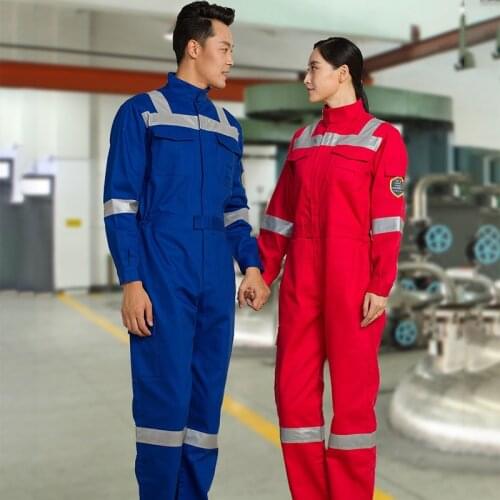 Hi Vis Cotton Work Overalls Welding Suit Durable High temperature resistance Work Uniforms Anti-static Flame Retardant Coveralls