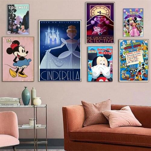 Cartoon Mickey Mouse Donald Duck Canvas Paintings Disney Princess Posters and Prints Wall Art Pictures for Living Home Decor