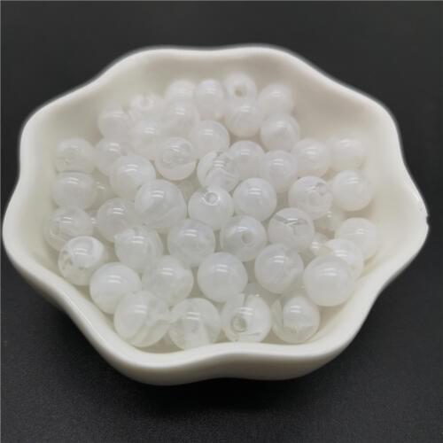 6 8 10 mm White Imitation Natural Stone Round Acrylic Beads Clouds Effect Beads For Jewelry Makeing Bracelet necklace DIY