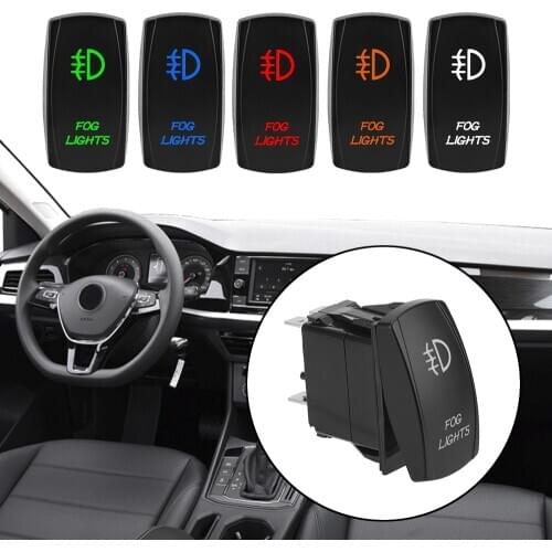 LEEPEE Illuminated ON-OFF Fog Light Switch Car Dashboard Button Connector LED Rocker Switch 5 Pin Automobile Modification