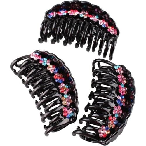 Fashion Rhinestone Shiny Hair Claws For Women Flower Crystal Hairpins Hair Clip Ladies Crab Clips Hair Horsetail Accessories