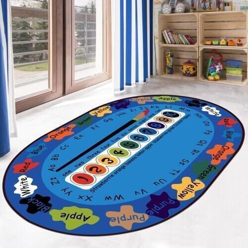 Cartoon Carpet Letter Decor Ellise Rectangle Large Area Kid Crwel Ground Mat Water-absorption Non-slip Living Room Bed Room Rugs