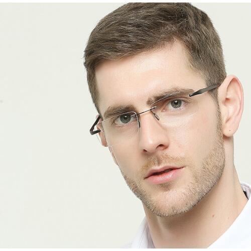 Eyesilove ultra-light mens rimless reading glasses TR90 reading eyeglasses high-end +100 +150 +200 +250 +300 +350 +400