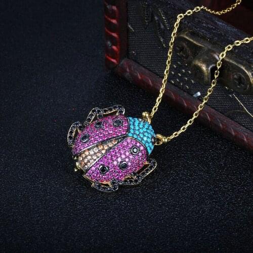 New European Fashion Seven-Star Ladybug Inlaid Zircon Pendant Necklace For Women Men Jewelry Accessories