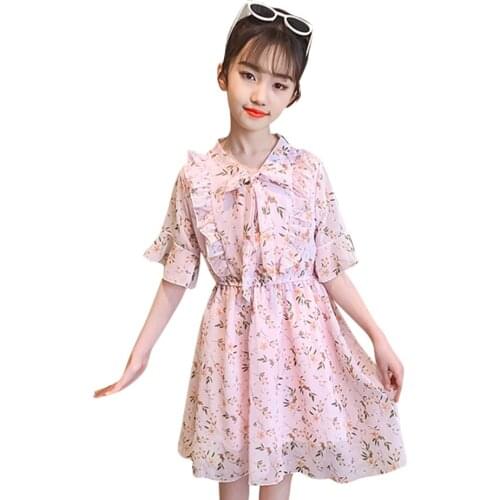 Dress Girl Floral Pattern Dresses For Girl 2021 Newest Dress Child Summer Girls Clothing 6 8 10 2 14