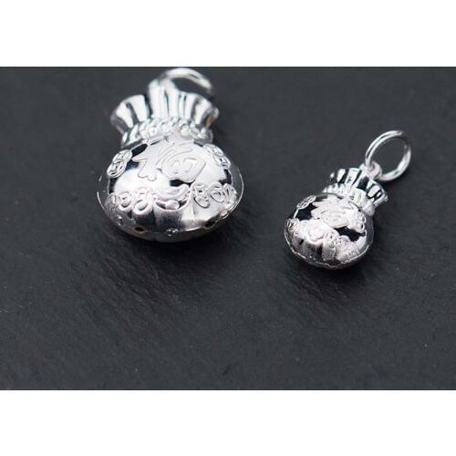 999 Sterling Silver Classic Chinese Money Bag Charms Decoration Ornament S999 Pendants Fittings For Jewelry Making DIY Crafts