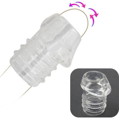 TPE Foreskin Correction Penis Sleeve Extender Dick Adult Sex Toys For Men Cock Rings Delay Ejaculation Screw Shaped Penis Ring