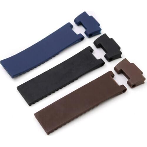 Rolamy 22*10mm / 25*12mm Black Brown Blue Waterproof Silicone Rubber Replacement Wrist Watch Band Strap Belt For Ulysse Nardin