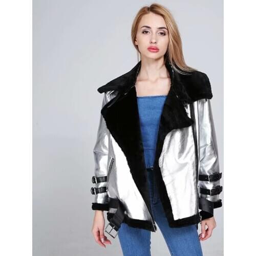 Russian Winter Warm Women Lamb Fur Coats Coat Fashion Gold Silver Plated High Street Velvet Overcoats Women Leather Jackets A351