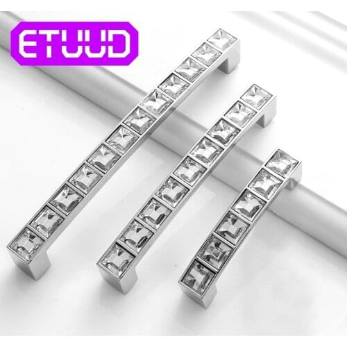 Super Shiny Real Crystal Glass Diamond Handle Furniture Sliding Door Drawer Knob Wardrobe Kitchen Cabinets Cupboard Dresser Pull