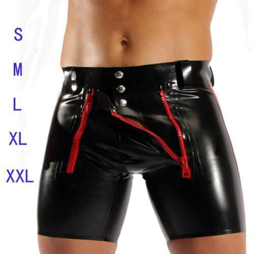 Sexy Men Wild PVC Faux Leather Panties Zipper Open Short Boxer Wetlook Clubwear Jockstrap Fetish Gay Wear Erotic lingerie FX1029