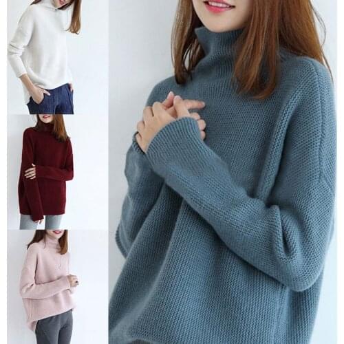 Wool Winter New Cashmere Sweater Women High Collar Thick Sweater Loose Pullover Lazy Wind Knitted Large Size Base Shirt 2020 Top