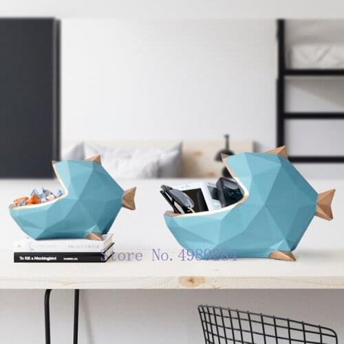 Nordic Creative Resin Bigmouth fish desktop Storage organization key remote control Modern home Decorative ornaments Storage Box
