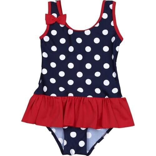 Newborn Infant Baby Girl One-piece Swimsuit Cute Polka Dots Ruffles Swimwear Toddler Girl Bathing Suit Beachwear Swimming Suit