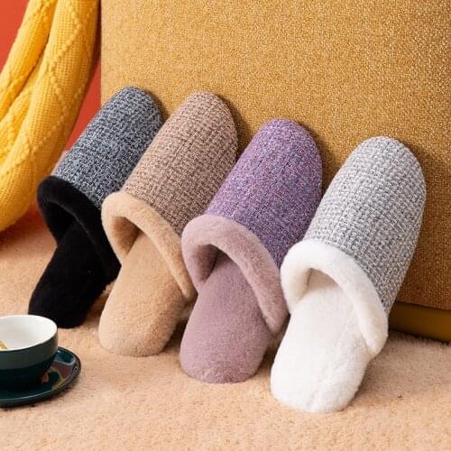 Slipper Women Men Warm Indoor Winter House Shoes Simple Solid Bedroom Couple Home Slippers Exquisite Hemp Weaving Fur Slippers