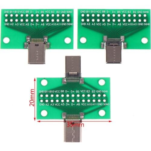 Type-C Male To Female USB 3.1 Test PCB Board Adapter Type C 24P 2.54mm Connector Socket For Data Line Wire Cable Transfer