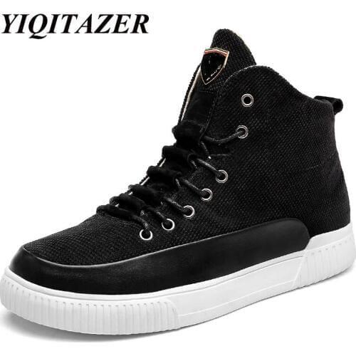 YIQITAZERAR 2018 Fashion Shoes Men Ankle Boots Canvas Shoes Man,Lace Up Male Style High-Cut Motorcycle Boots Outdoor