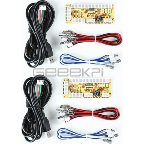 GeeekPi Arcade Game Machine DIY Parts for JAMMA MAME & RetroPie: Zero Delay PC USB Encoder+Wire Cables