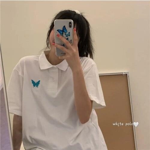 Harajuku Black White Lovely Cute Loose Student Shirt Y2k Top Summer Women Goth Clothes Y2k Gothic Punk Clothes Harajuku Tees