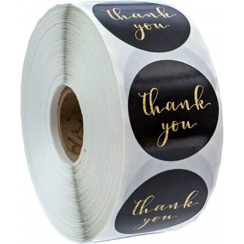 500pcs/roll Gold Foil Thank You Stickers for seal labels gift Packaging Stickers Birthday Party offer Cards Invitations sticker