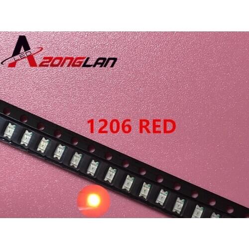 1000PCS Free Shipping 1206 red light light-emitting diode SMD LED 3216 Diodes SMD 1206 led 620-625NM 100-120MCD 2,0-2.6V 3.2*1.6