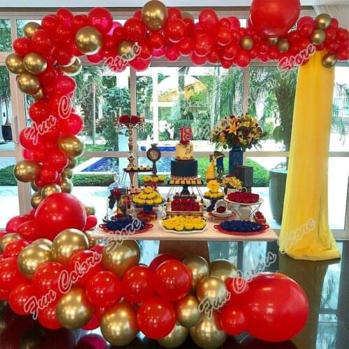 138pcs Red Wedding Birthday Party Background Baby Shower Kid DIY Golden Holiday Celebration Event Decor Balloon Garland Arch Kit