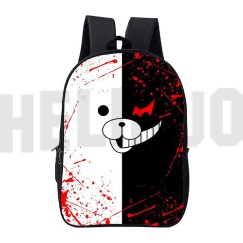 16 Inch Canvas Double Zipper Danganronpa Monokuma Backpacks Kids Mochila Cartoon 3D Anime Children School Bags Dangan Ronpa Bag
