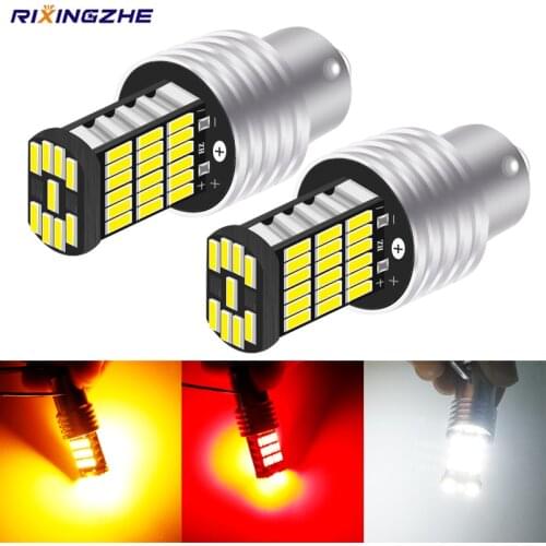 RXZ 2PCS CANBUS PY21W W16W P21W W21W W21/5W BA15S BAY15D 3156 3157 T15 T20 T25 1156 45SMD Car Tail Bulb Brake Light Backup