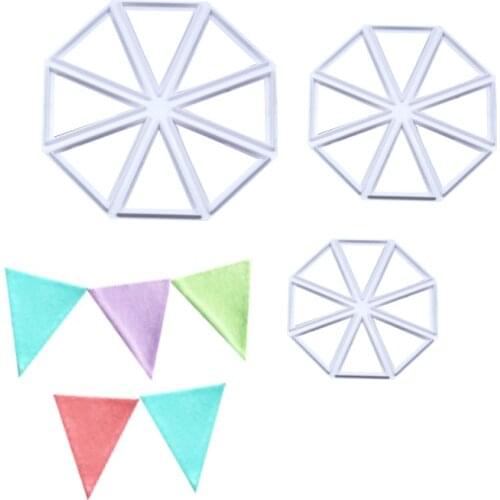 3Pcs/set Triangle Flag Fondant Cake Cookie Cutter Stamp Mold Embossed DIY Kitchen Baking Cake Decorating Tools Sugarcraft