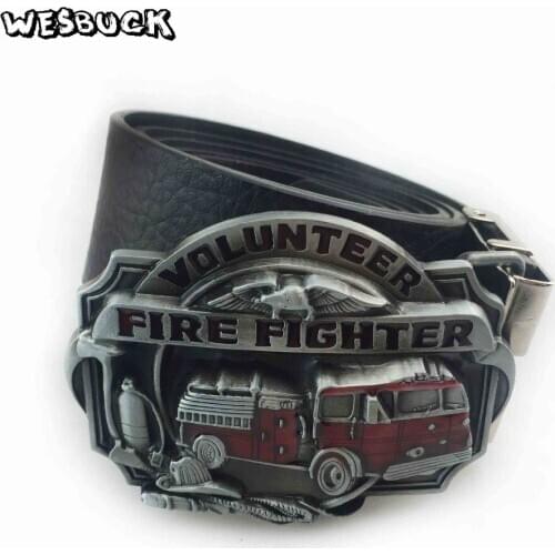 5 PCS MOQ WesBuck brand cool mens belt firefighter profession fire truck buckle fire dept badge fire brigade sign firemen belt