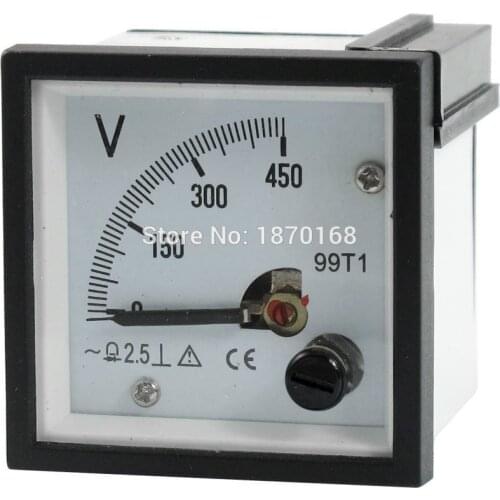 99T1 AC 0 - 250V 300V 450V Fine Tuning Dial Panel Analog Voltage Meter Voltmeter White Black48MM