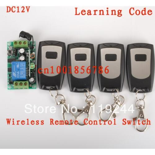Free shipping Smart Home Power 12V 1CH Wireless Remote Control Switch System 4 transmitter &1 receiver 315/433.92MHZ z-wave