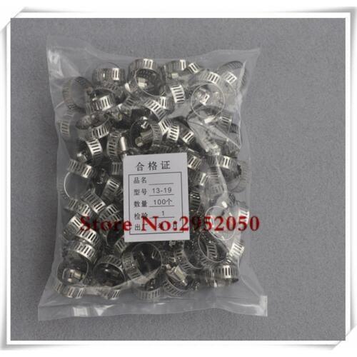 Free shipping Pipe Clamp 50pcs 13-19mm Stainless Steel Adjustable Drive Hose Clamps Fuel Line Clip