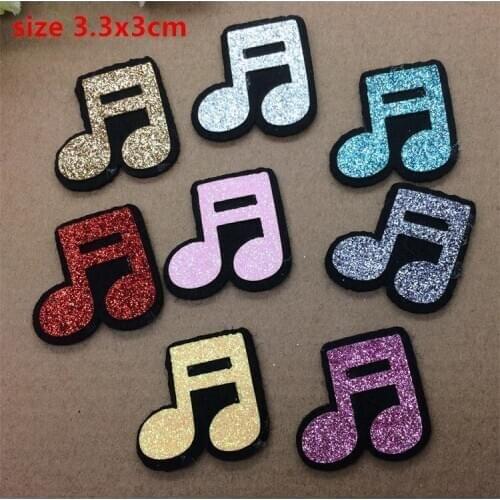 1 pcs Sparkle Musical Notes Stick on patches hairbow cloth accessory popular clothing bag hat shoe phone decor Patches Appliques