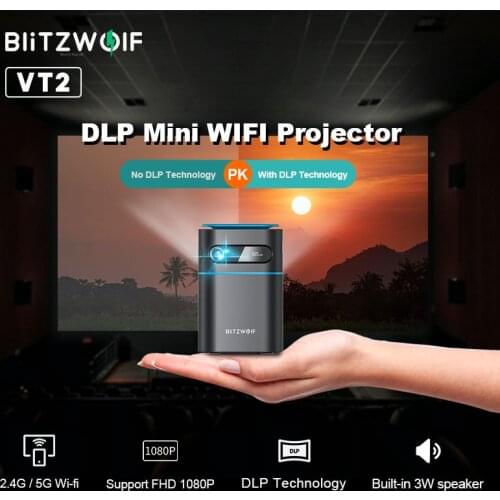 BlitzWolf BW-VT2 DLP Mini WIFI Projector 1080P Hand Cinema Movie Video Mini Led Projector 4K Wireless Home Cinema 1080P