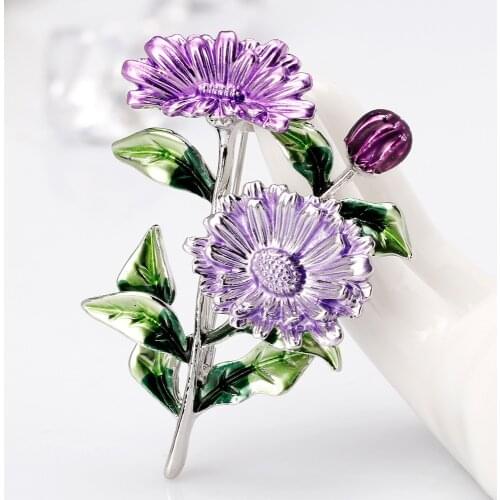 Pink Purple Yellow Daisy Bouquet Enamel Brooches Metal Flowers Weddings Banquet Brooch Pins for Women and Men Gifts Jewelry