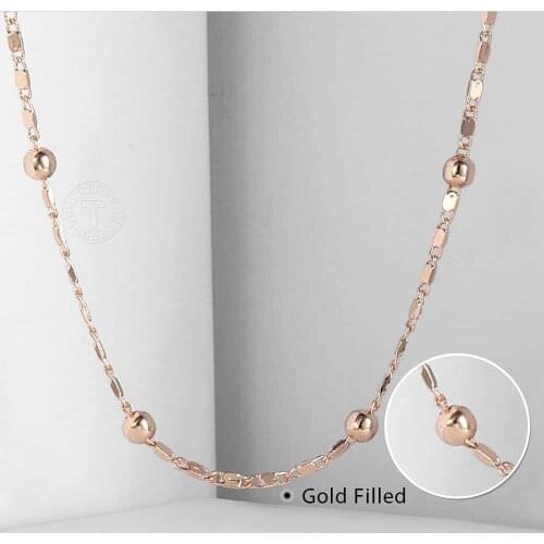 2mm Marina Stick Bead Link Chain for Women Necklace 585 Rose Gold Necklace Chain NEW Wholesale Jewelry Gifts 20/24inch CN18