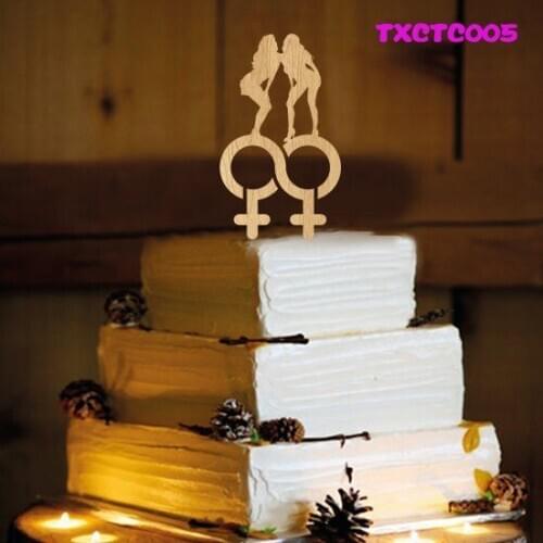 Wooden cake topper two woman style for party decoration, cake decorating 10pcs/lot