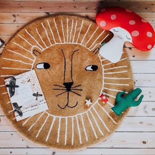 Kids Toys Foldable Baby Mat Cartoon Lion Carpet Nordic Style Childrens Carpet Floor Mat Crawling Mat Cashmere Carpet