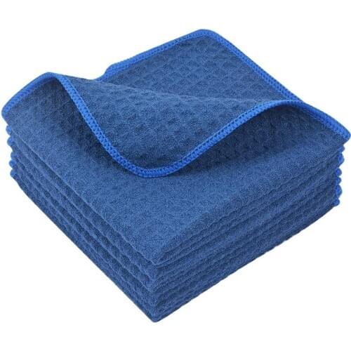 Home Microfiber Dish Cloths Thick Waffle Weave Kitchen Dish Rags Ultra Absorbent Odor Free Dishcloths 12inchx12inch 6 Pack Black
